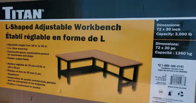 L Shaped Adjustable Workbench / Table 3000lbs in Tool Storage & Benches in Regina - Image 4