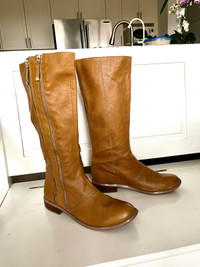 Tall tan color Tahari ladies leather boots, size 10