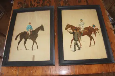 Vintage Pair Of  Framed Horse And Jockey Prints, View more