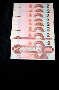 10 Consecutive 1986 Canada 2 Dollar Uncirculated EGP Thiessen Cr