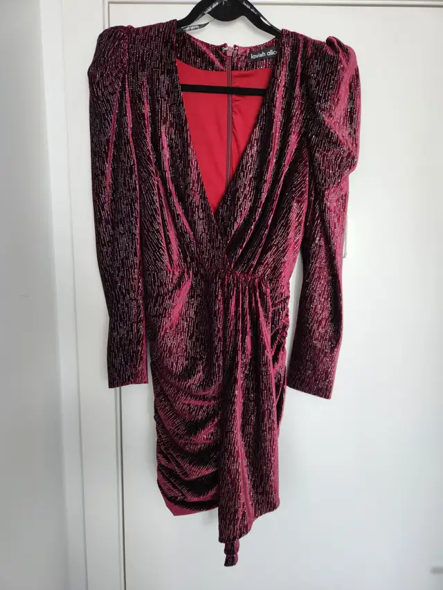 New, Mini Dress in Burgundy Sequin Embellished from Lavish Alice