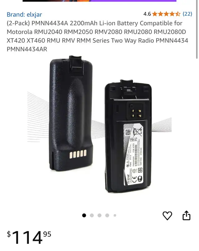 (2-Pack) PMNN4434A 2200mAh Li-ion Battery Compatible for Motorol in General Electronics in Grande Prairie - Image 2