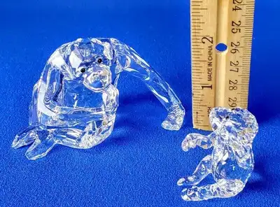 SWAROVSKI Crystal CHIMPANZEE MOTHER with BABY Figurines MIB, View more