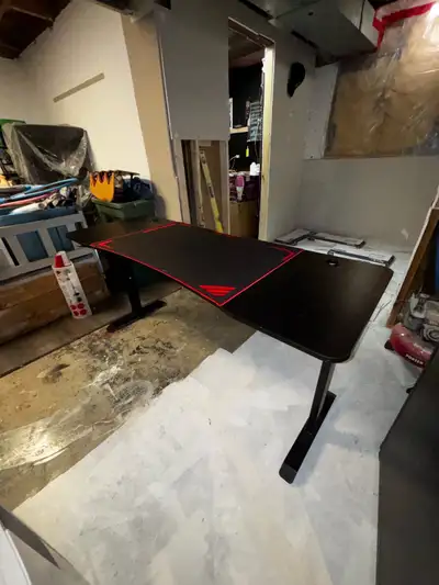 Gaming Desk with Large Desk Mat – Carbon Fiber Finish, View more
