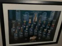 2003 Labatts Blue Framed Trophy/Beer Caps Display