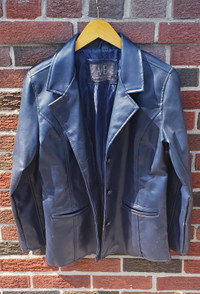 Women's blue leather jacket