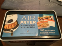 AIR FRYER recipe card collection of 100 in white metal tin new