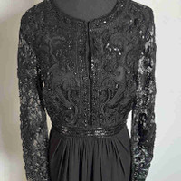 Stunning Royal Black Embroidered Dress In Mint ConditionSize US6