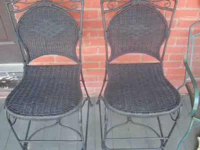 2 tall wicker and metal dining chairs for counter, View more