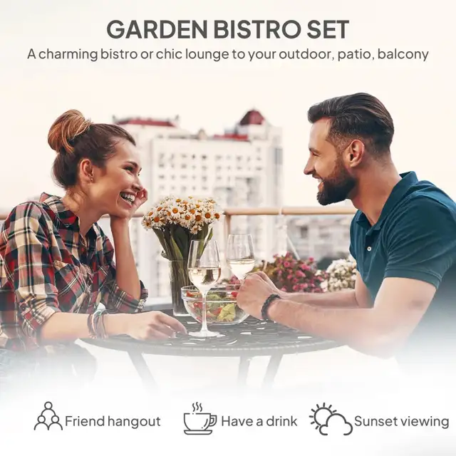 3 Pieces Cast Aluminum Bistro Set, Outdoor Patio Furniture Set w in Patio & Garden Furniture in Markham / York Region - Image 5