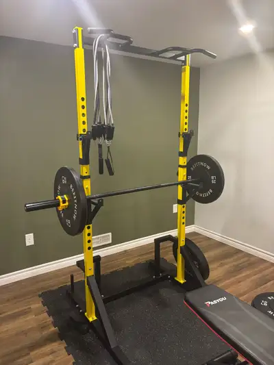 Squat Rack with Barbell and Weights, View more