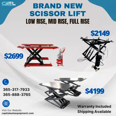 Brand New Portable Double Mid-Rise Scissor Lift 7700 LBS We Have the Lowest Prices throughout North...