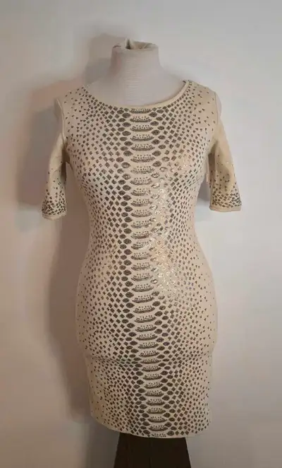 BCBGMaxAzria Cream Snake Sequin Dress – XS, View more