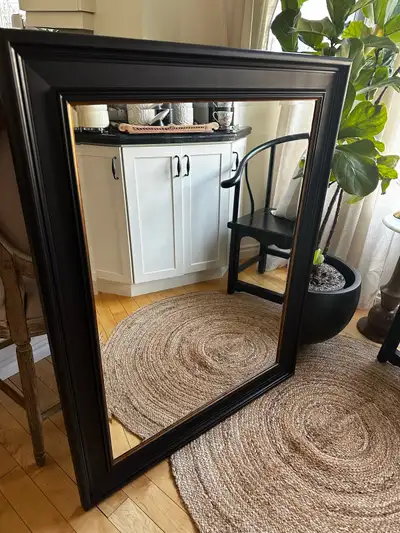 Huge Stunning Black & Gold Beveled Mirror (Made in Canada), View more