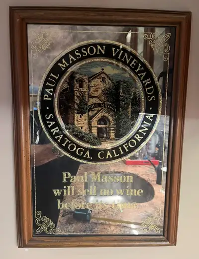 Paul Masson Vineyards Bar mirror sign 14 1/2" x 20 1/2" Great!, View more