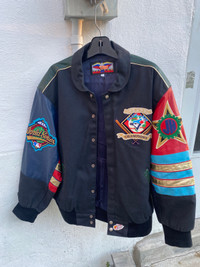 Vintage from 1992 blue jays jacket denim leather 
