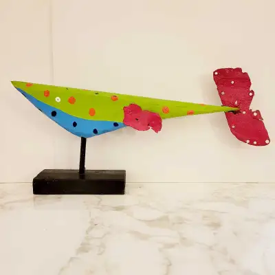Vintage folk art fish sculpture, View more