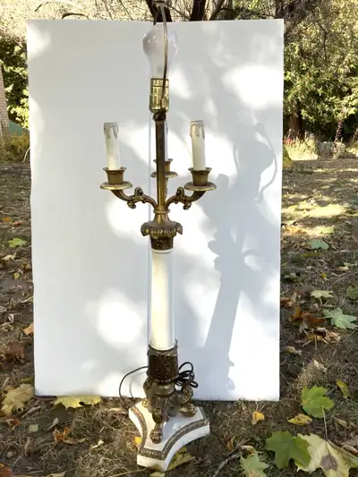 Vintage Brass table lamp Three lights chandelier style no shade , View more