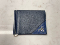 Prada Saffiano Leather Bifold Wallet - Baltico Blue - Mens 