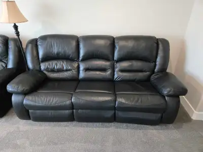 Black Leather Couch & Loveseat – Excellent Condition, View more