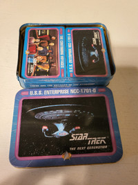 Metal Star Trek container and playing cards