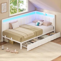 Corner Single bed frame with storage drawers-Beige Markham / York Region Toronto (GTA) Preview