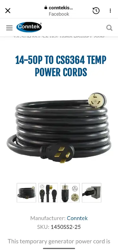 fil pour génératrice portative extérieur de 25 pieds neuf, View more