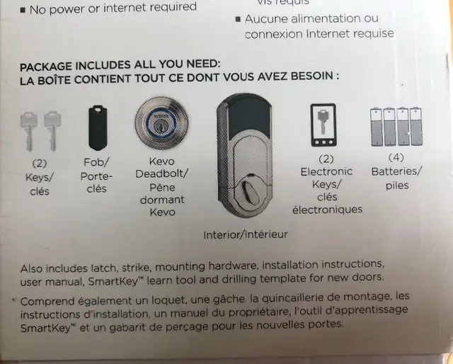 WEISER KEVO ELECTRONIC DEADBOLT LOCK NEW UNOPENED in Windows, Doors & Trim in Moncton - Image 4