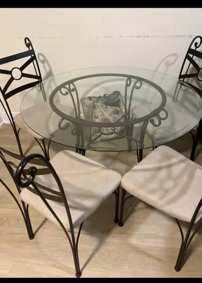 Round Glass Dining Table and Chairs, View more