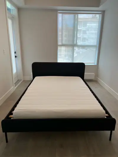 Ikea Queen Size Black Steel Bed Frame and Double size Mattress, View more