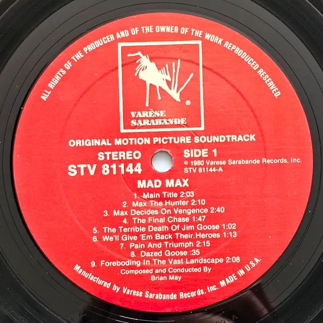 "Mad Max (Original Motion Picture Soundtrack)" VINYL LP62864362895107123