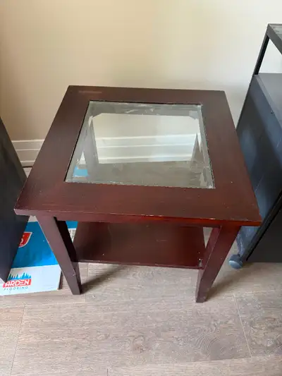 2 dark wood bed side tables, View more