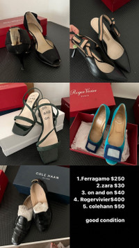 Ferragamo, rogervivier, cole hann, zara heels