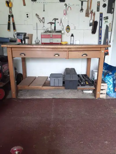 Wooden Workbench with Drawers, View more