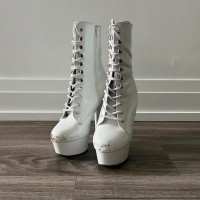 6” White Pleasers Heeled Boots