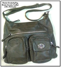 Danier Crossbody Bag. Brown Genuine Leather (14 x 11.5 inch)