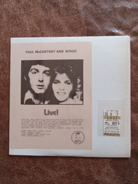 1976  McCartney and Wings bootleg “Live!” LP and Ticket Stub