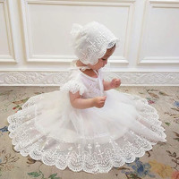 Baby Christening Infant Baptism Dress Gown, Hat, Socks Set -New