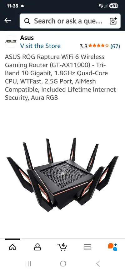 ASUS ROG Rapture GT-AX11000 Gaming Router, View more