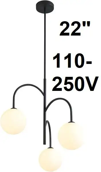 FLYROSE MID CENTURY MODERN STYLE 3-LIGHT HANGING CHANDELIER, View more