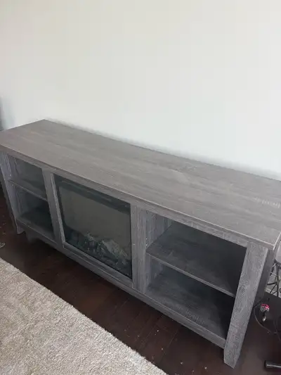 tv stand bookshelf with faux fireplace heater, View more