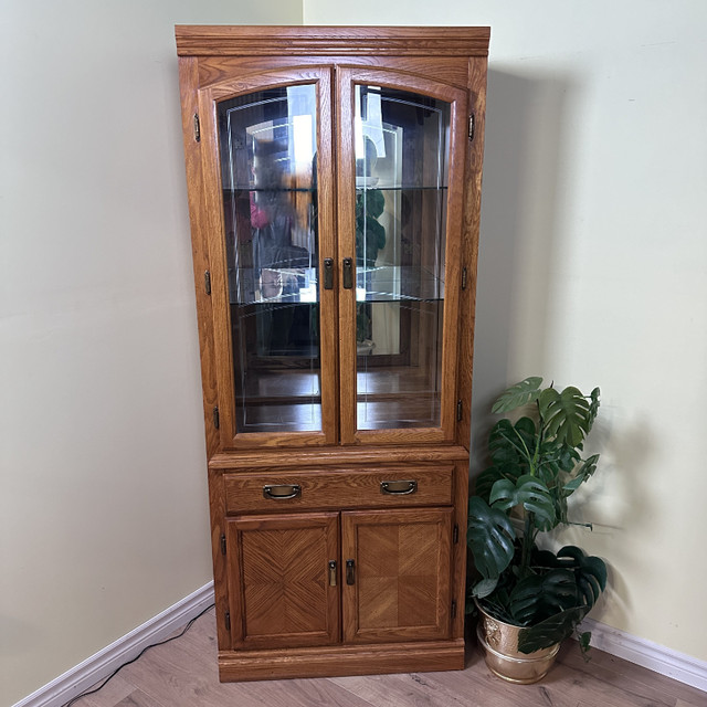 Vintage Oak Palliser Display Cabinet with Light in Hutches & Display Cabinets in City of Toronto - Image 2