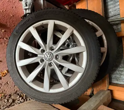 4 Continental Viking 7 Winter Tires 205-50R-17” T XL (12,000kms) with 4 VW OEM Tronic wheels (rims)...