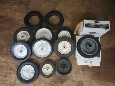 Various lawnmower wheels $20 each or $100 for all. See my other listing for more small engine parts...