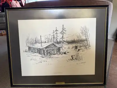 I have for sale a print by Don J. Cardinal called "Log Cabin". Dimensions: 31.25" L x 1" W x 25" H A...