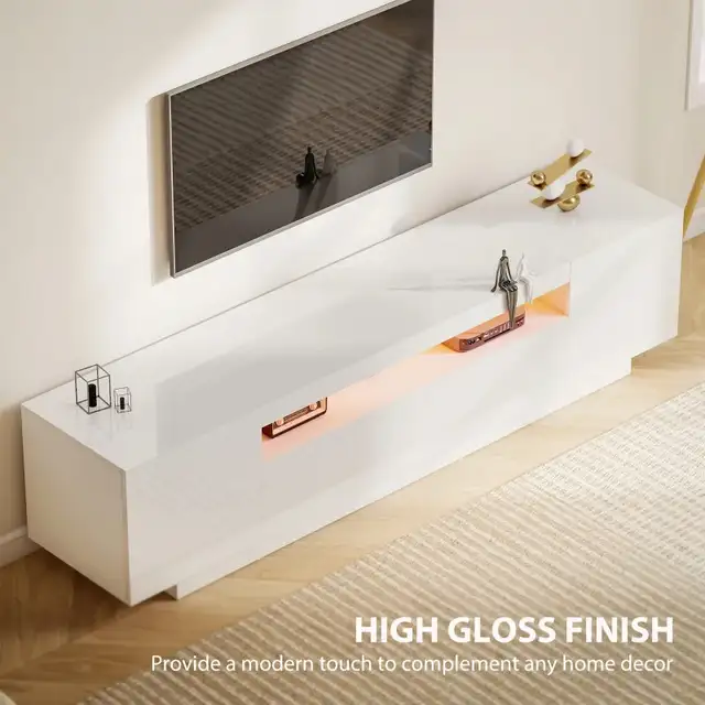 Entertainment Center with RGB LED Lights, TV Stand for 65-85 Inc in TV Tables & Entertainment Units in Markham / York Region - Image 5