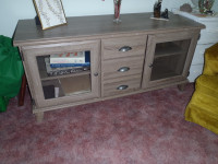 WOOD CABINET  GREY WITH LIL BROWN  100.00