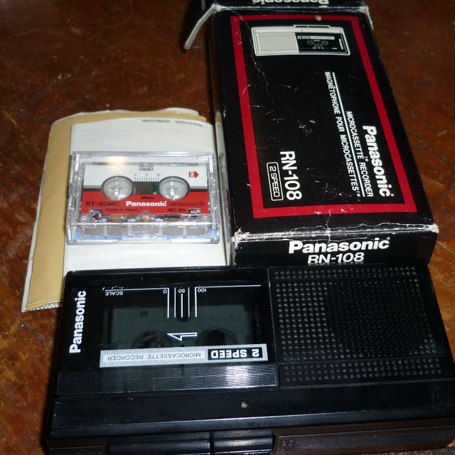 Vintage Panasonic Micro Cassette Recorder RN-108 Box and Manual in General Electronics in Sudbury