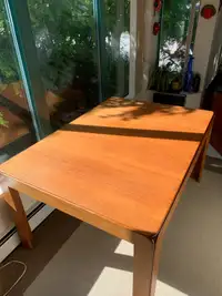Solid Danish teak dining room table 