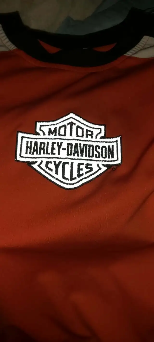 Harley Davidson Long Sleeve T-shirt Orange Black Reflective Logo